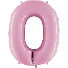Pastel Pink 100cm Number 0 Balloon
