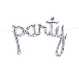Foil Silver Holographic Script 'party' Balloon