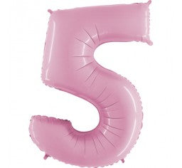 Pastel Pink 100cm Number 5 Balloon