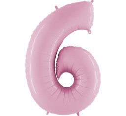 Pastel Pink 100cm Number 6 Balloon