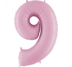Pastel Pink 100cm Number 9 Balloon