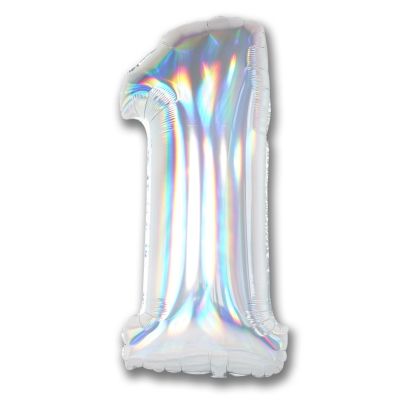 Iridescent Silver 102cm Number 1 Balloon
