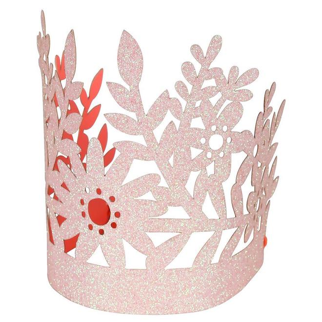 Pink Glitter Party Crowns