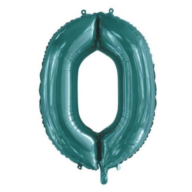 Teal 86cm Number 0 Balloon