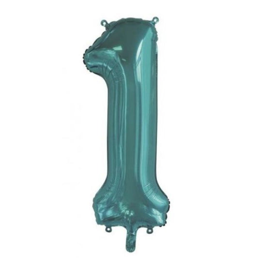 Teal 86cm Number 1 Balloon