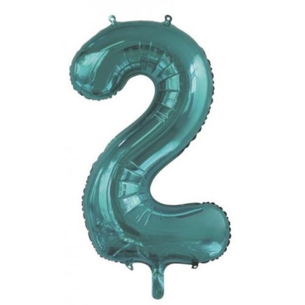 Teal 86cm Number 2 Balloon