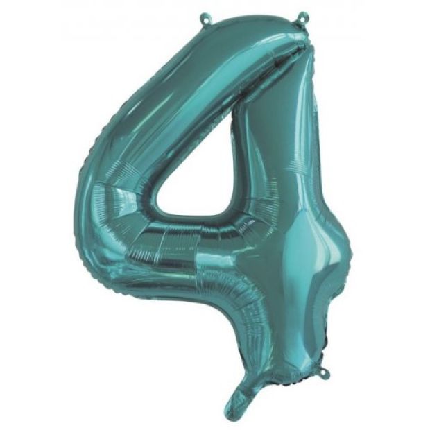 Teal 86cm Number 4 Balloon