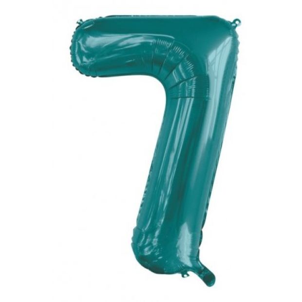 Teal 86cm Number 7 Balloon