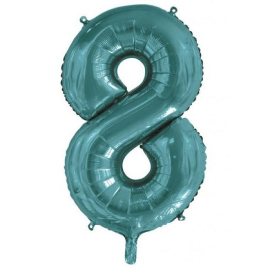 Teal 86cm Number 8 Balloon