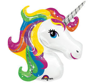 Jumbo Unicorn Head Balloon - Rainbow
