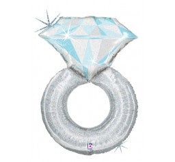 Foil Diamond Ring Balloon - Platinum
