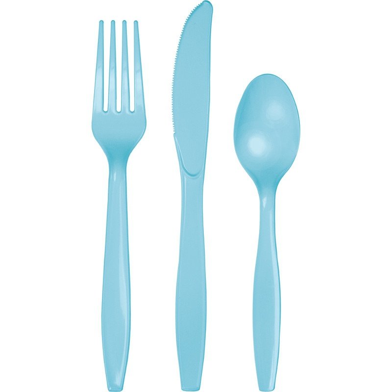 Pastel Blue Plastic Cutlery 24Pk