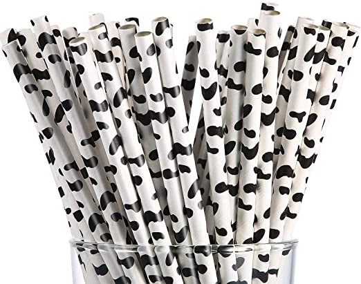 Paper Straws - Cow Print