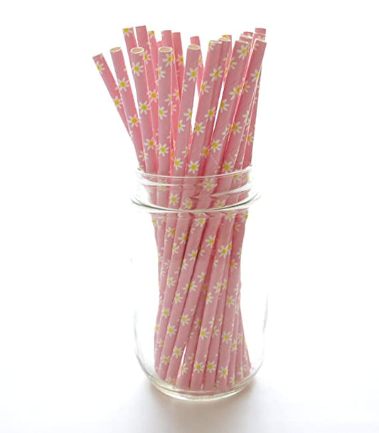 Paper Straws - Pink Daisy