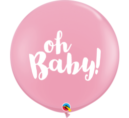 Jumbo Round 'oh baby!' Balloon - Light Pink