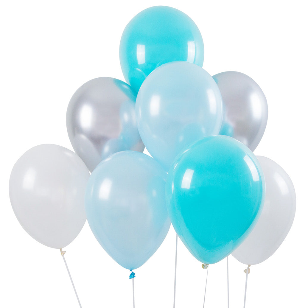Balloon Bouquet 8Pk - Blue + Silver