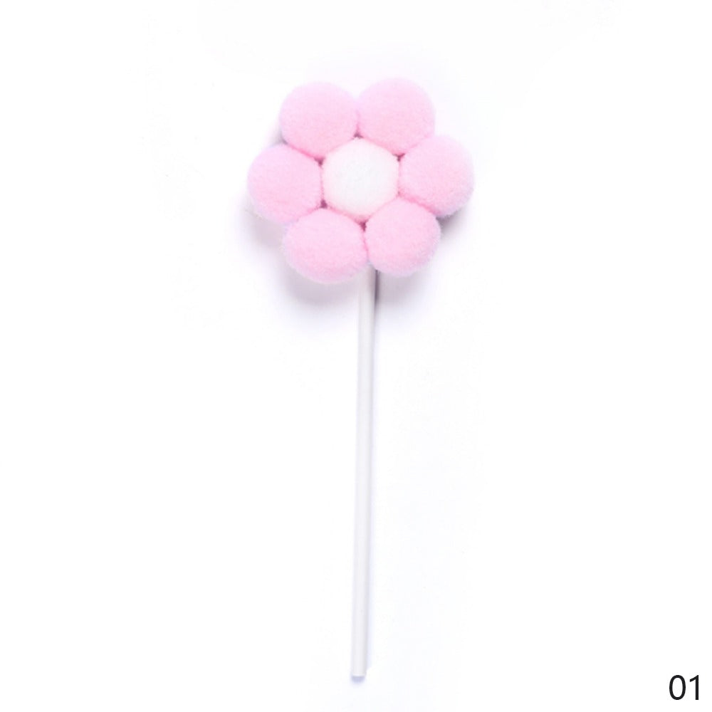 Daisy Flower Pom Pom Cake Topper - Pastel Pink