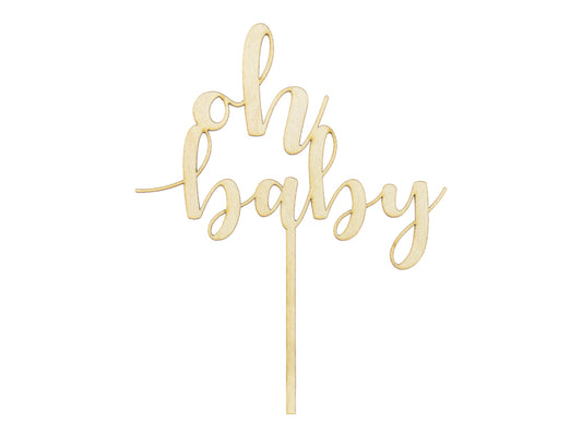 Wooden 'oh baby' Cake Topper