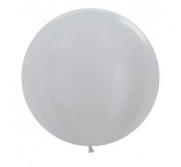60cm Jumbo Round Balloon - Satin Silver