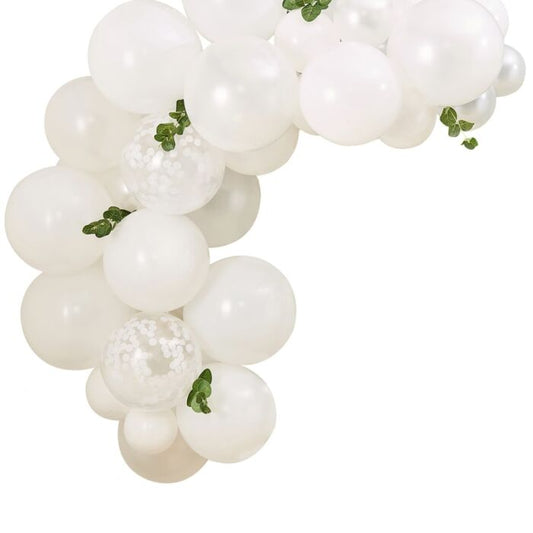 White Balloon Arch Kit with Foliage