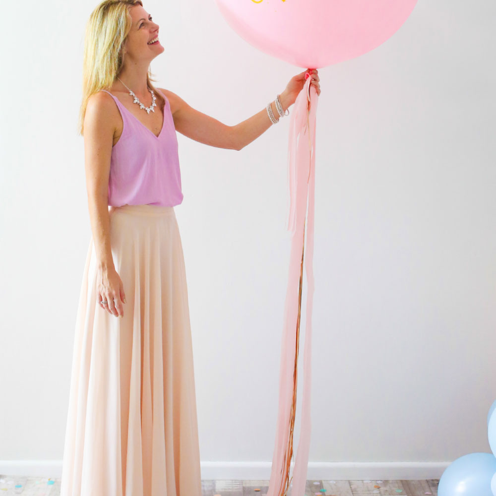 Balloon Tail - White, Gold + Pink