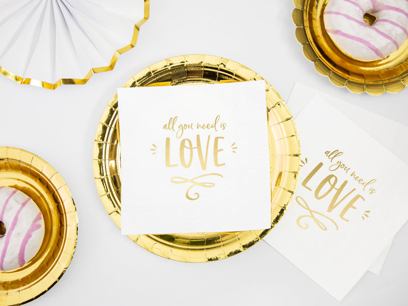 all you need is LOVE Gold Foiled Paper Napkins