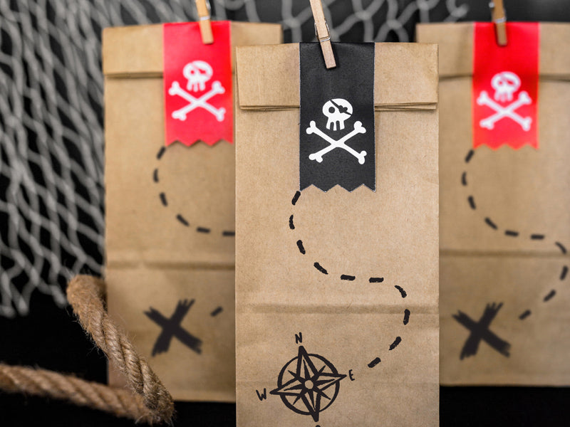 Pirate Party Mini Kraft  Paper Bags with Stickers