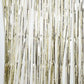 Metallic White Gold Fringe Curtain Backdrop