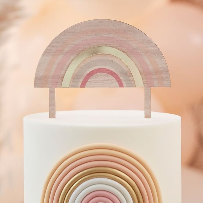 Wooden and Acrylic Rainbow Cake Topper