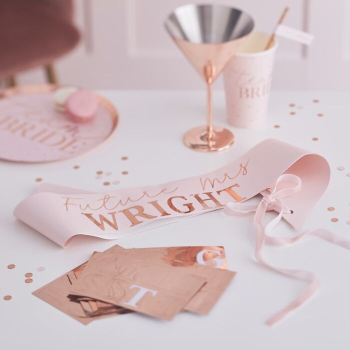 Personalised Rose Gold Hens Bride to Be Sash
