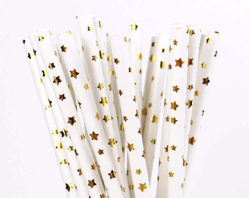 Paper Straws - Foil Gold Star