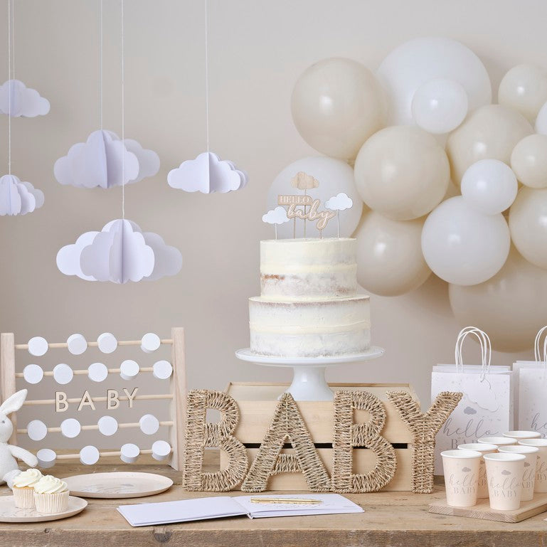 Hello Baby Wood and Acrylic Baby Shower Cake Topper