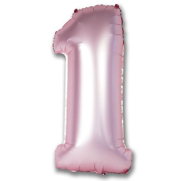 Chrome Light Pink 102cm Number 1 Balloon