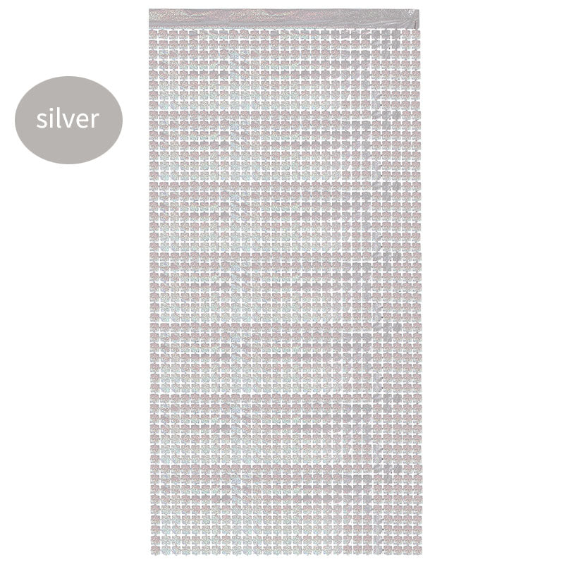 Silver Sequin Look Foil Fringe Curtain Backdrop