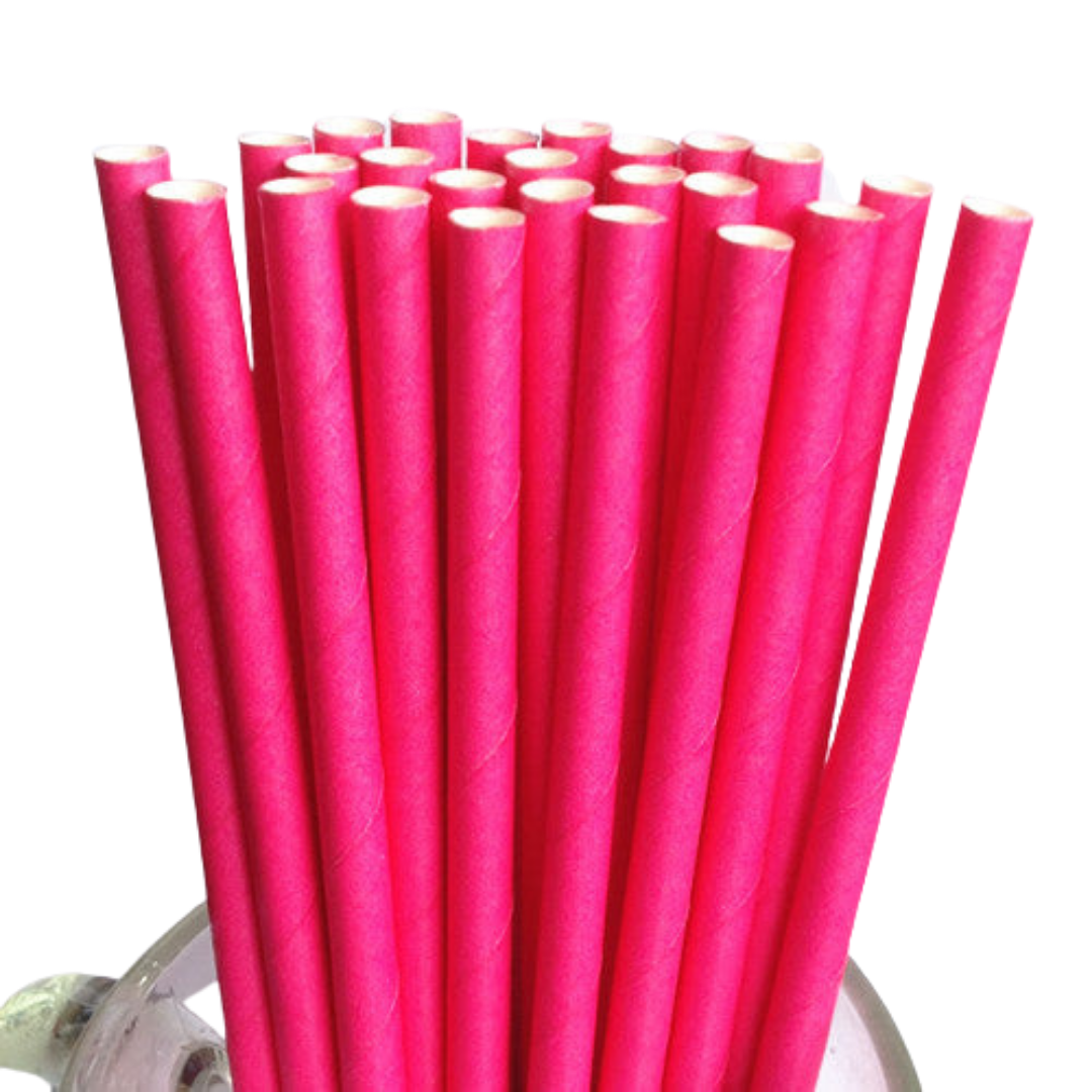 Paper Straws - Hot Pink