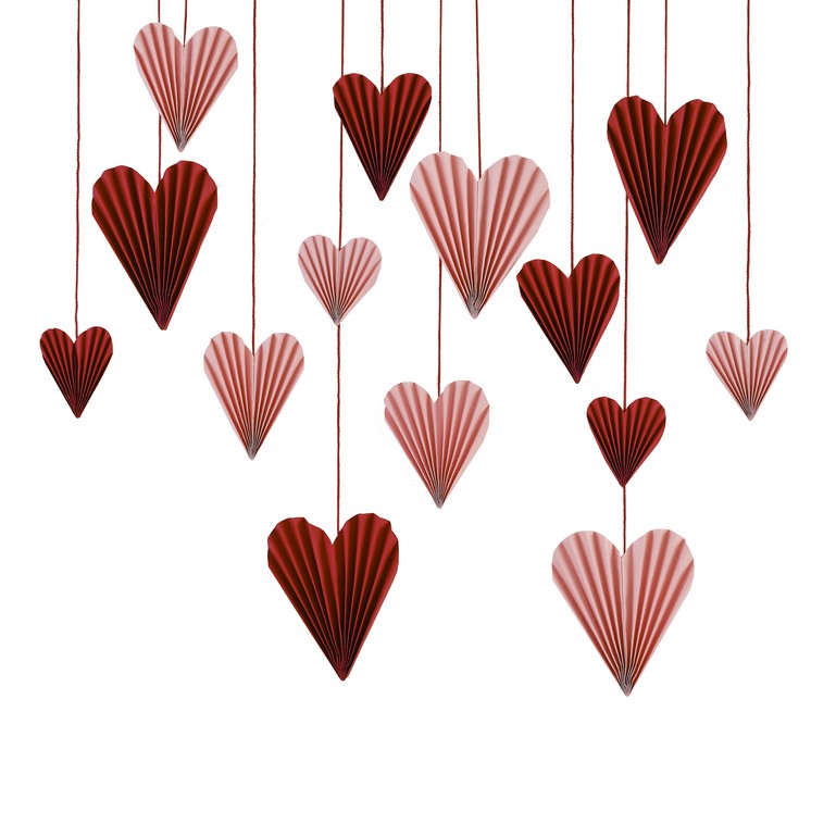 Red and Pink Paper Heart Decorations