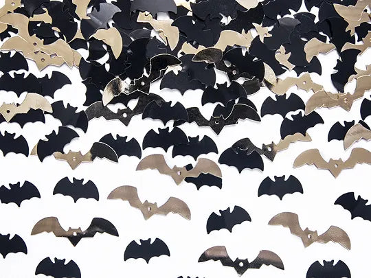 Halloween Confetti - Black + Gold Bats