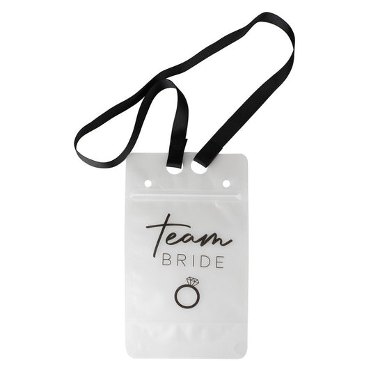 Team Bride Hen Party Drink Pouch with Straw and Lanyard - 6 Pack