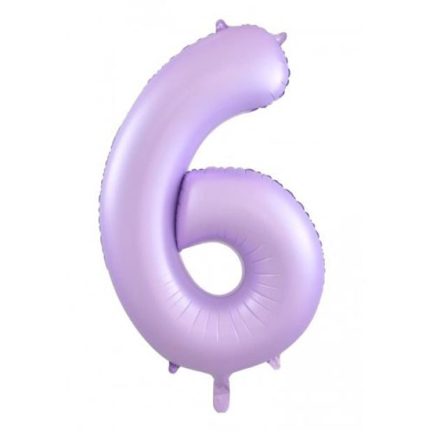 Pastel Lilac 86cm Number 6 Balloon
