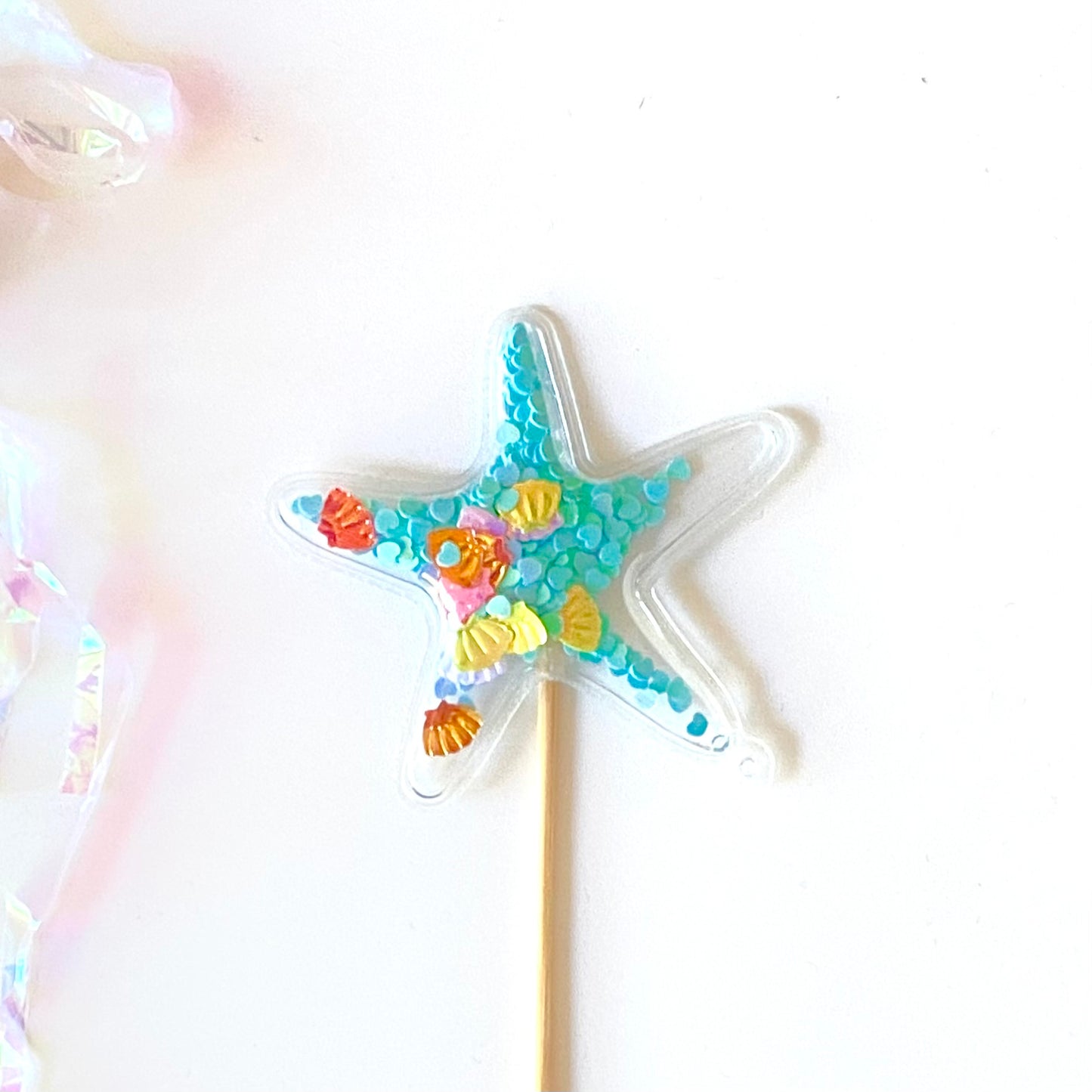 Confetti Filled PVC Cake Topper - Blue Starfish
