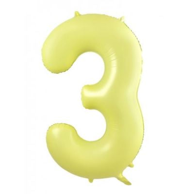 Pastel Yellow 86cm Number 3 Balloon