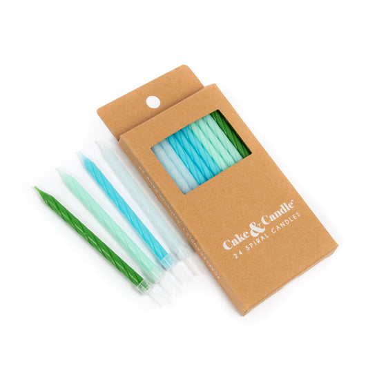 Spiral Birthday Candles - Blue to Green 24pk