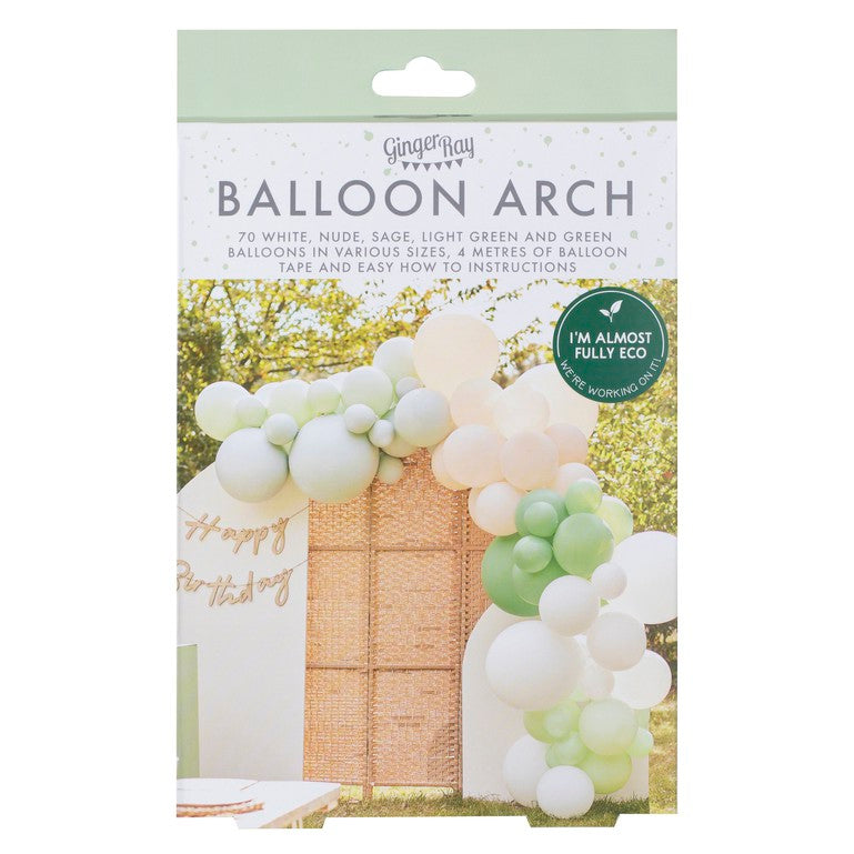 Sage, Nude + White Balloon Arch Kit