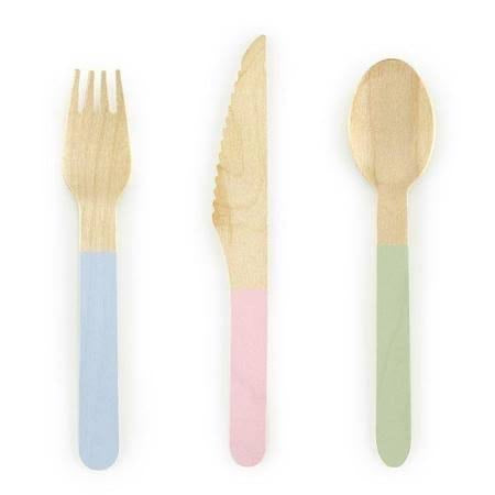 Pastel Love Wooden Cutlery - Pack of 18