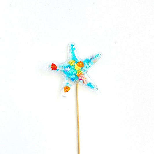 Confetti Filled PVC Cake Topper - Blue Starfish
