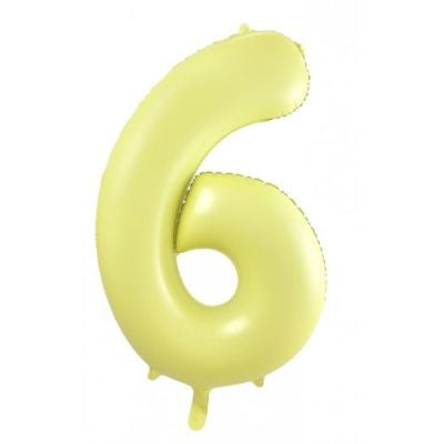 Pastel Yellow 86cm Number 6 Balloon