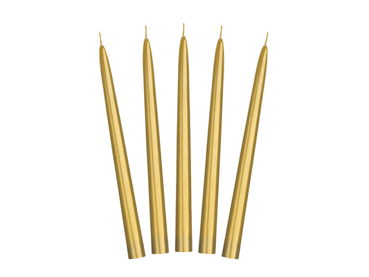 Gold 24cm Unscented Taper Candles - 10pk