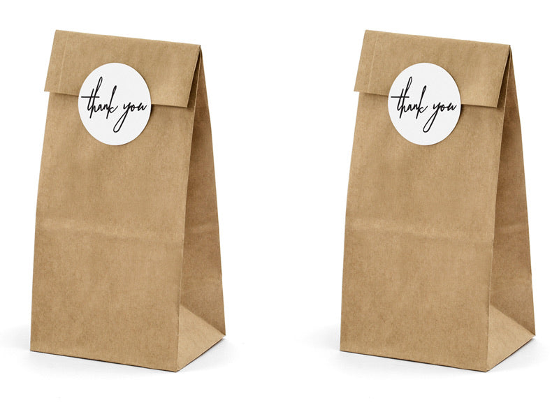 Mini Kraft Paper Bags with Thank You Stickers, Online Party Supplies +  Decorations
