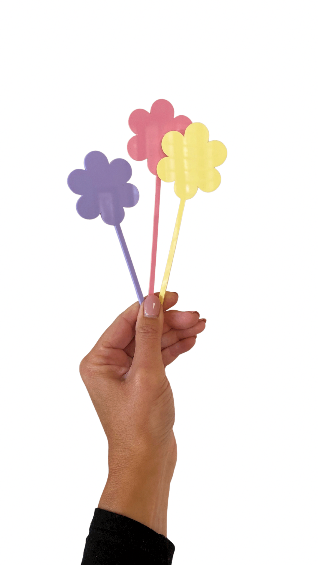 Pastel Daisy Acrylic Cake Toppers - Set of 3