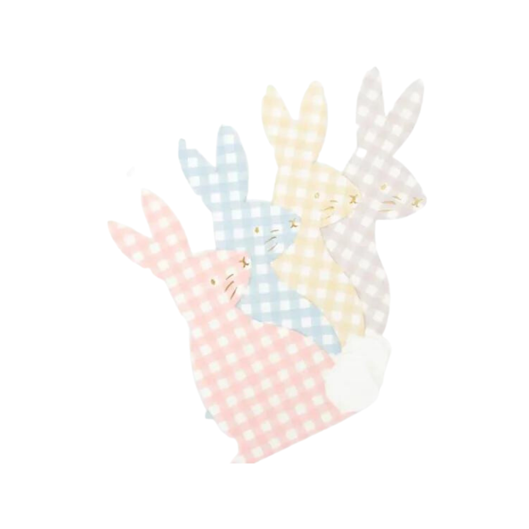 Gingham Bunny Shaped Paper Napkins